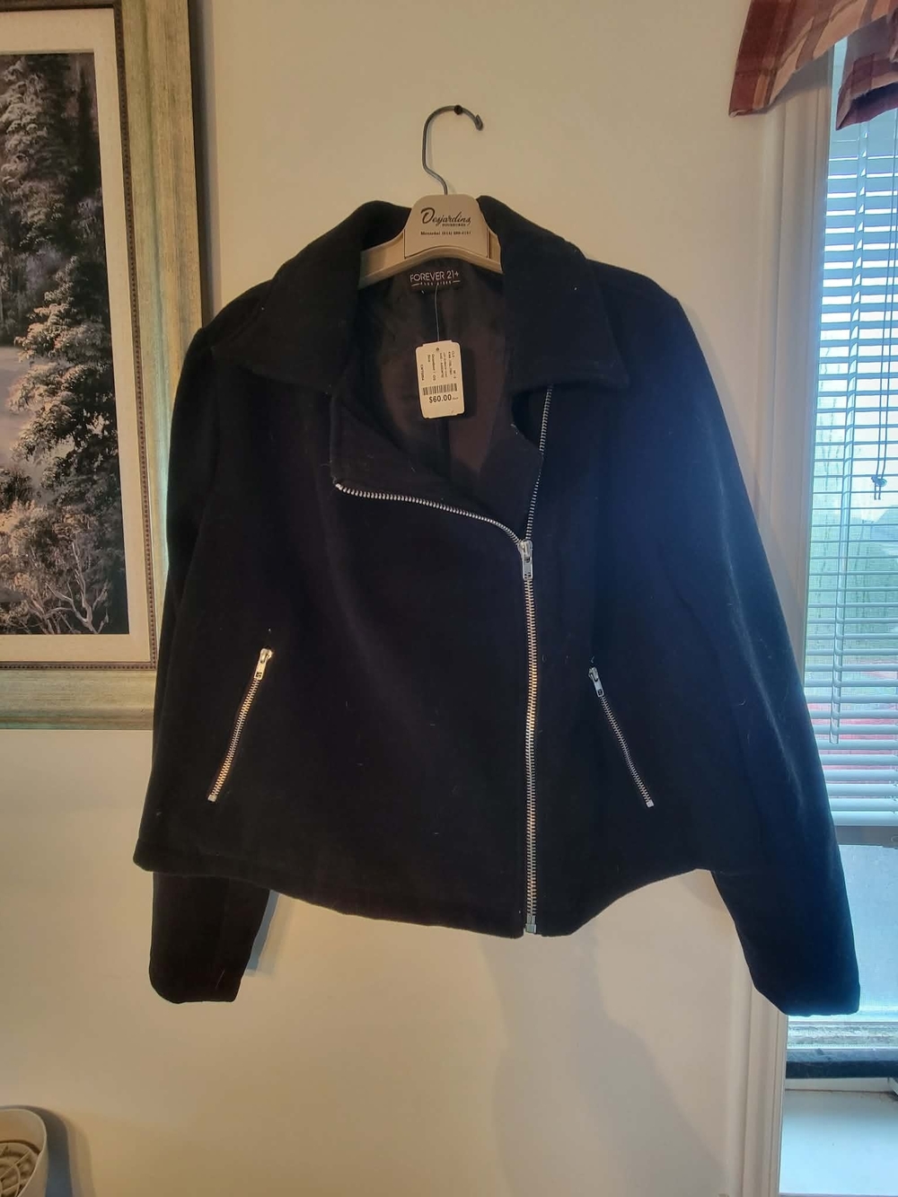 Forever 21 Black Asymmetrical Zip Bomber Jacket